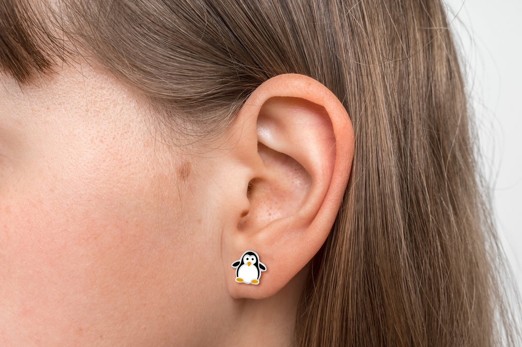 Penguin Stud Earrings - 925 Sterling Silver