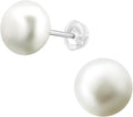 8mm Freshwater Pearl Stud Earrings - 925 Sterling Silver