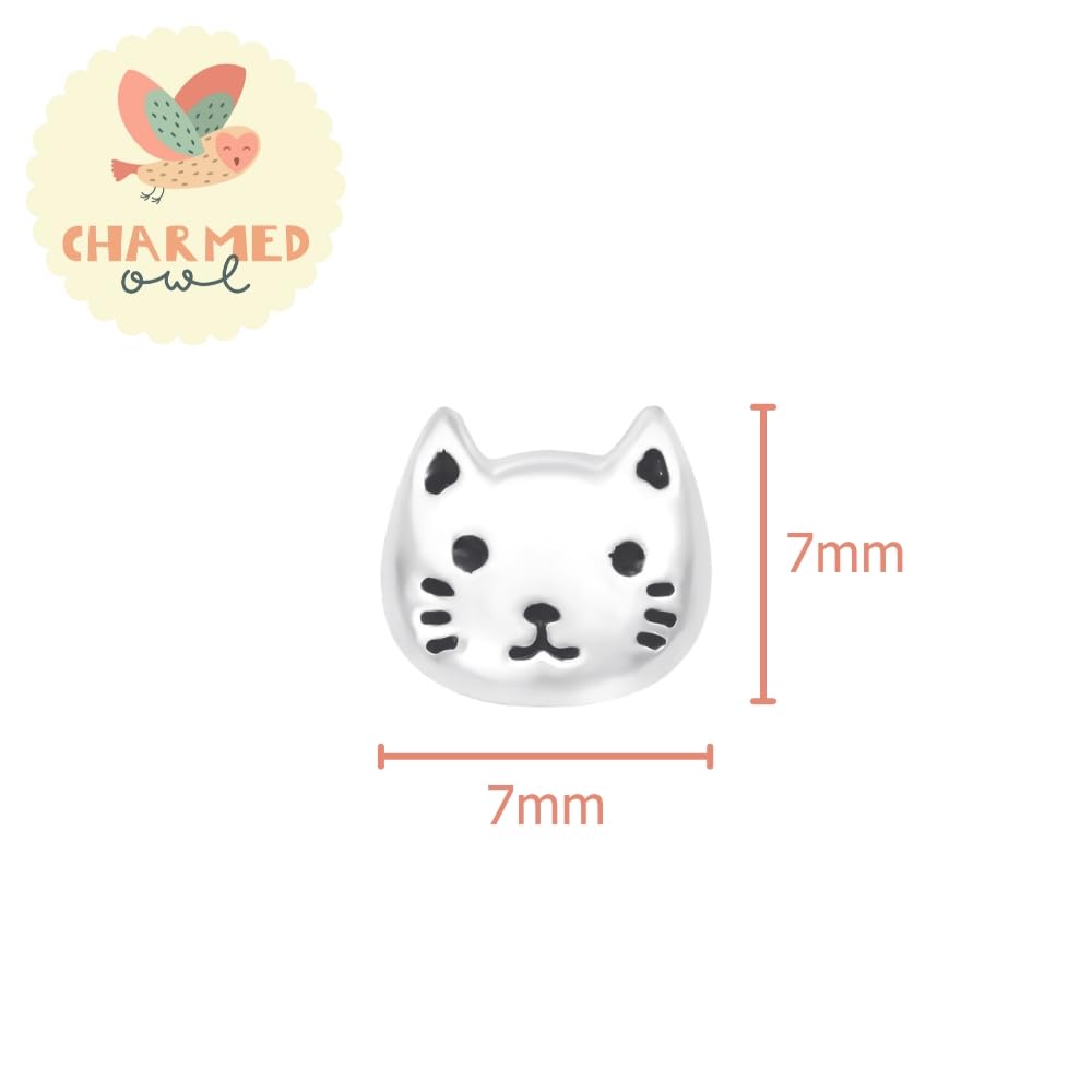 Silver Cats Stud Earrings - 925 Sterling Silver