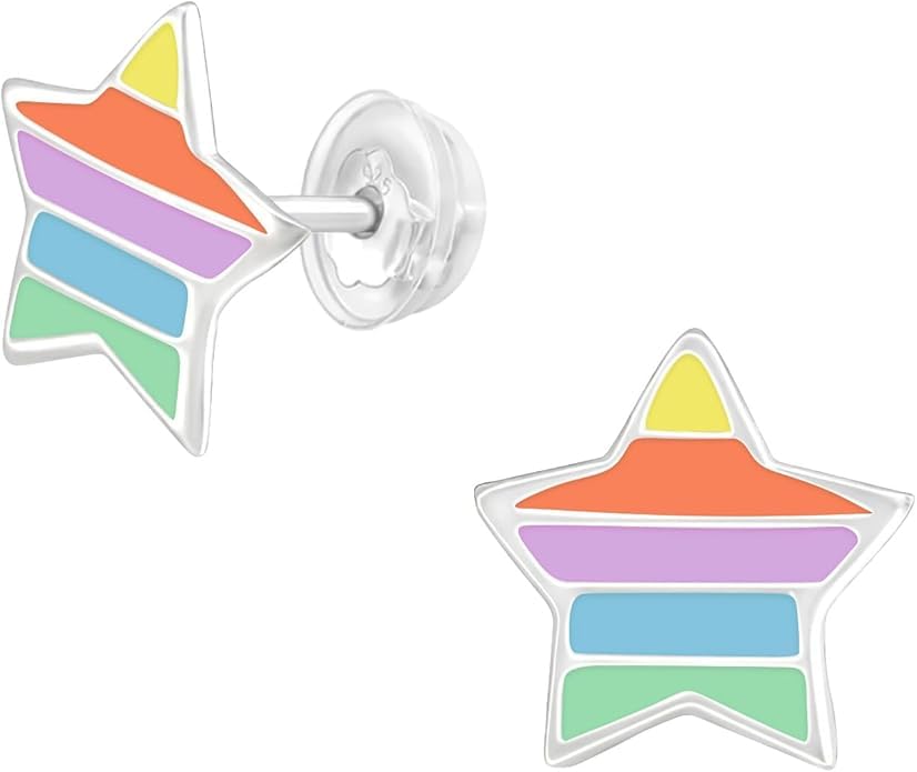 Rainbow Stars Stud Earrings - 925 Sterling Silver