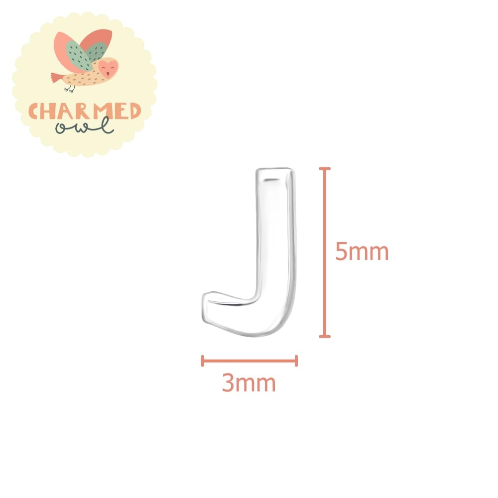 Letter J Initial Stud Earrings - 925 Sterling Silver
