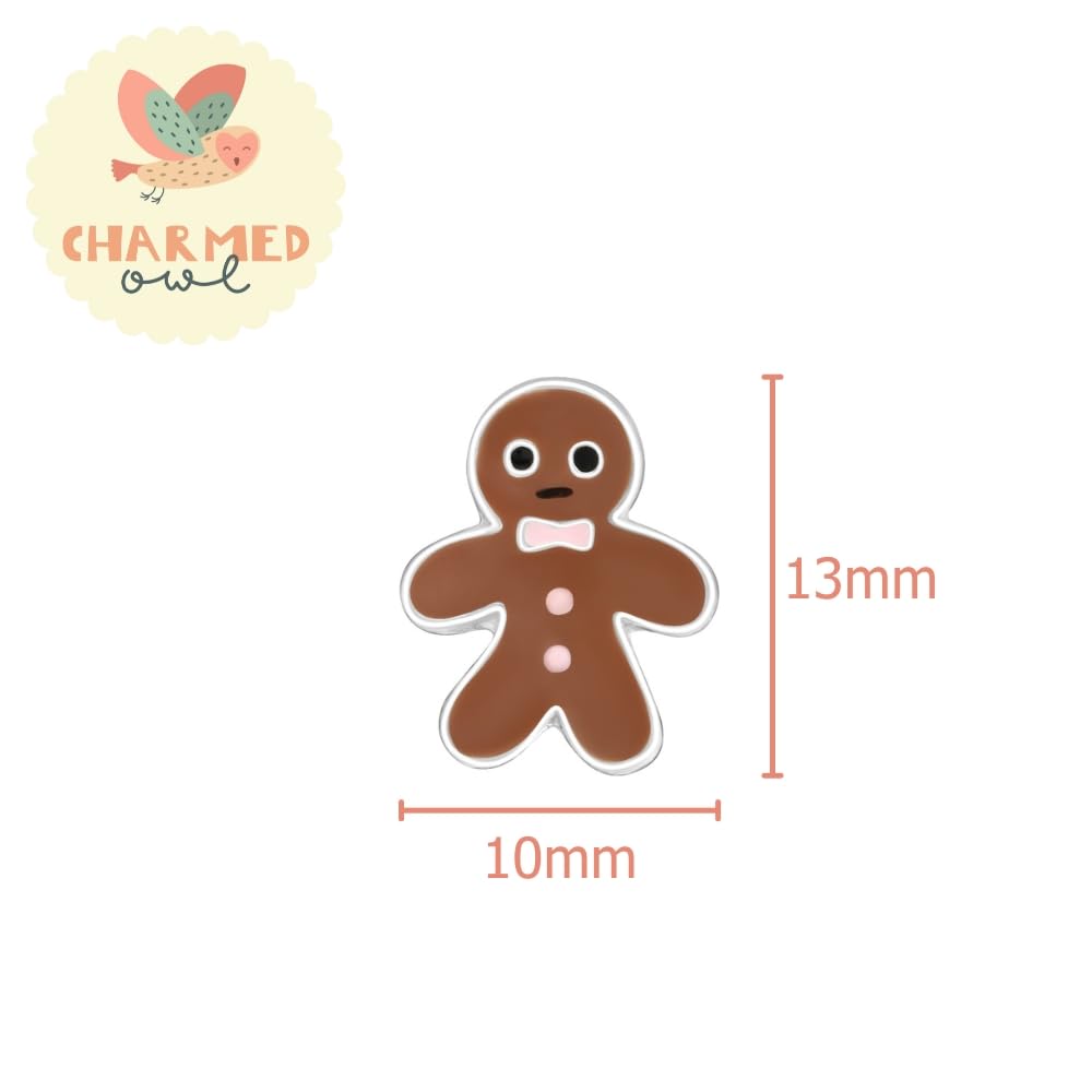 Gingerbread Man Holiday Stud Earrings - 925 Sterling Silver