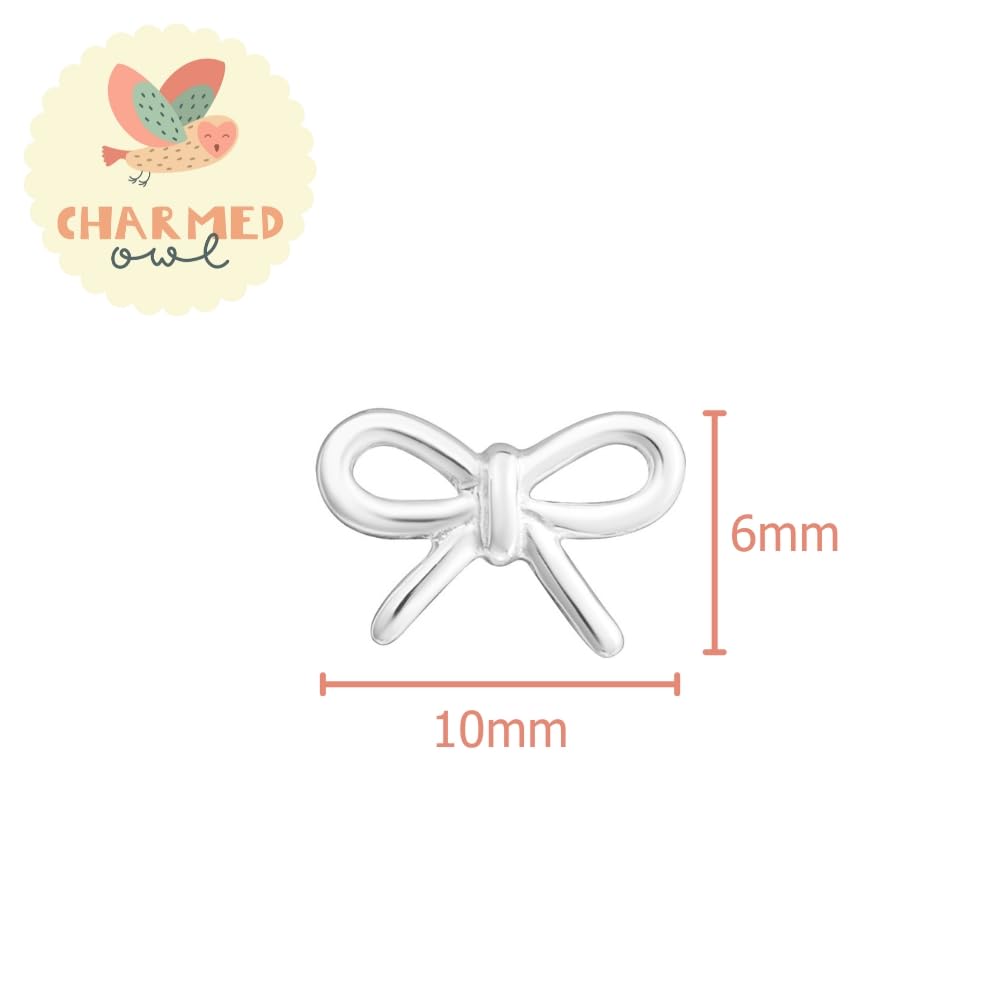 Silver Bow Stud Earrings - 925 Sterling Silver
