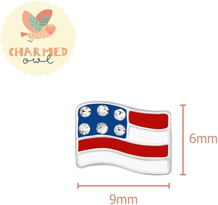 American Flag Stud Earrings - 925 Sterling Silver