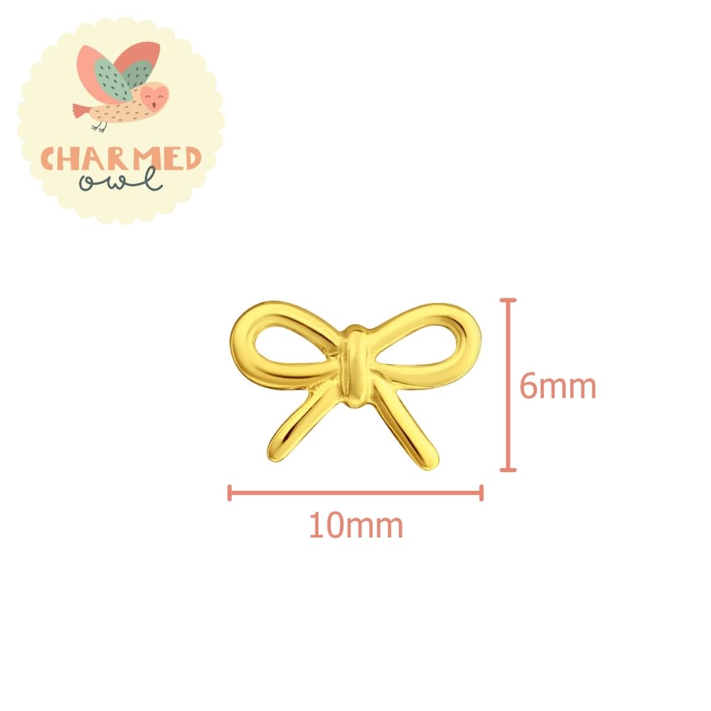 Gold Bow Holiday Stud Earrings - 925 Sterling Silver