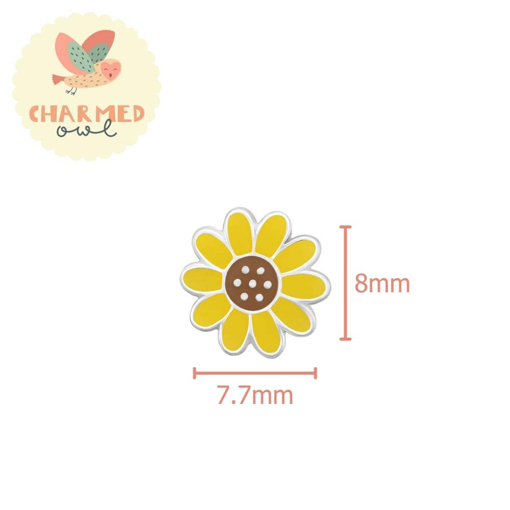 Yellow Sunflower Stud Earrings - 925 Sterling Silver