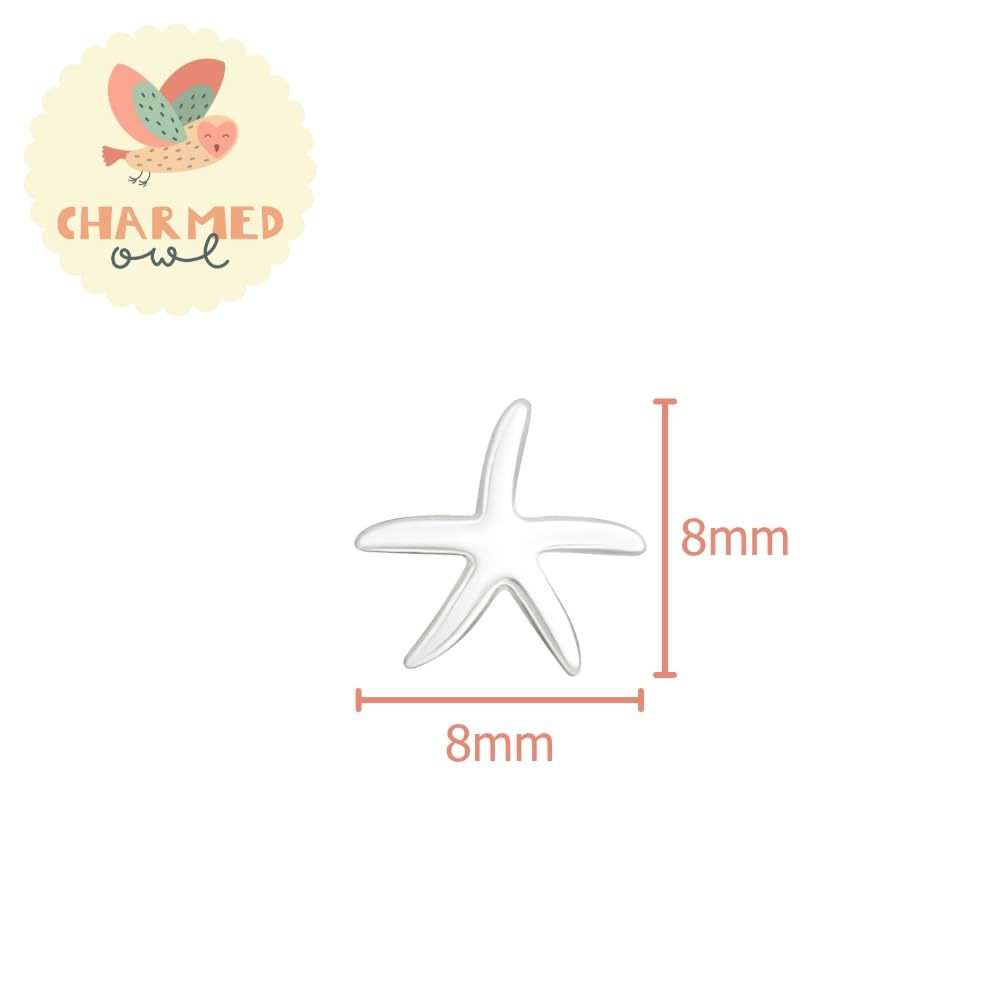 Silver Starfish Nautical Stud Earrings - 925 Sterling Silver