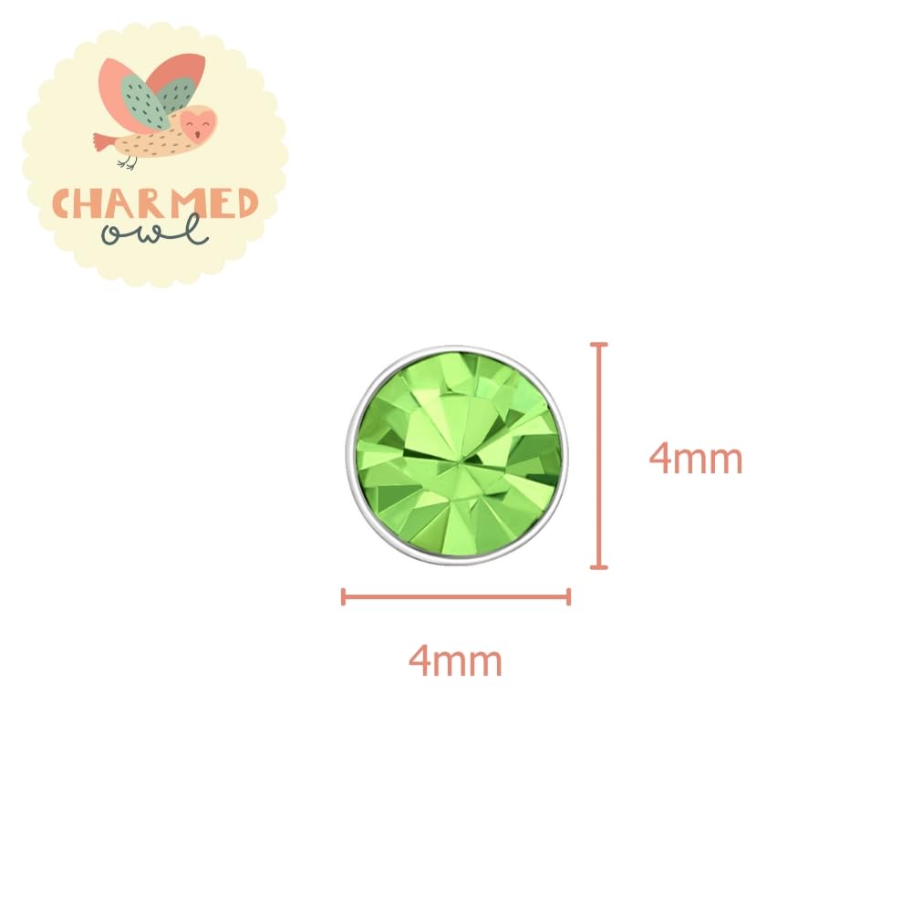 Peridot Crystal Birthstone Stud Earrings - 925 Sterling Silver