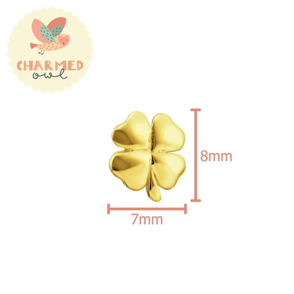 Gold Four Leaf Clover Stud Earrings - 925 Sterling Silver