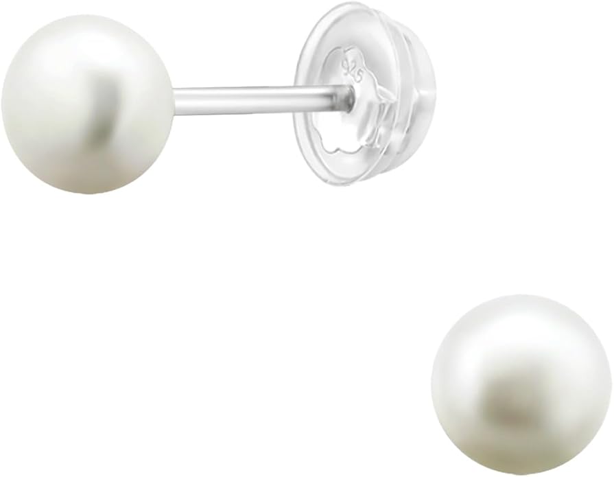 4mm Freshwater Pearl Stud Earrings - 925 Sterling Silver