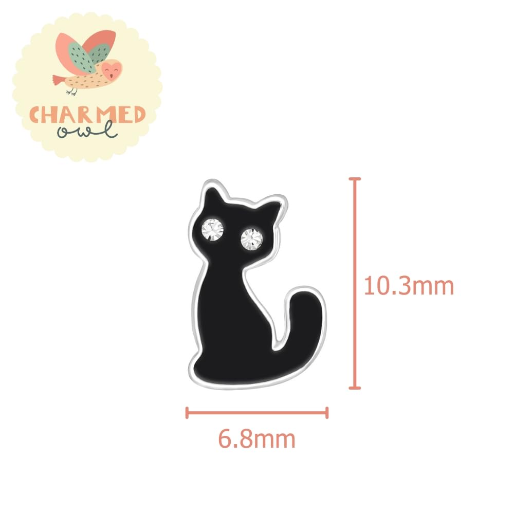 Black Cats Stud Earrings - 925 Sterling Silver