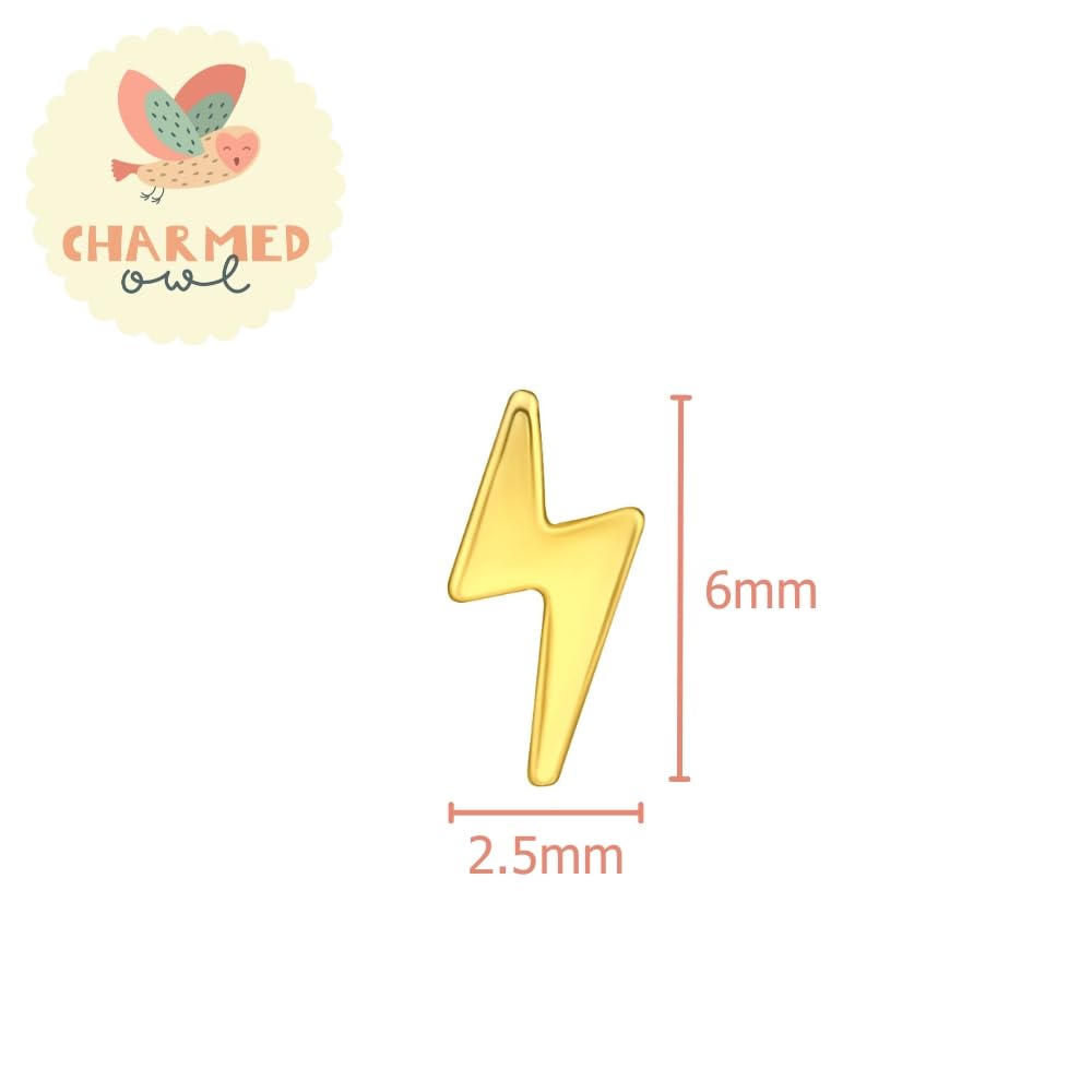 Gold Lightning Bolt Stud Earrings - 925 Sterling Silver