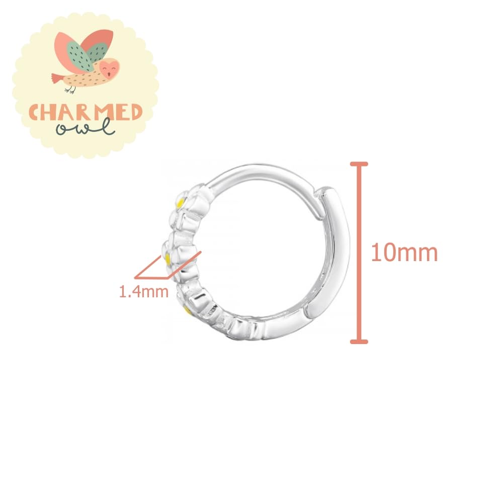 Daisy Huggie Hoop Earrings - 925 Sterling Silver