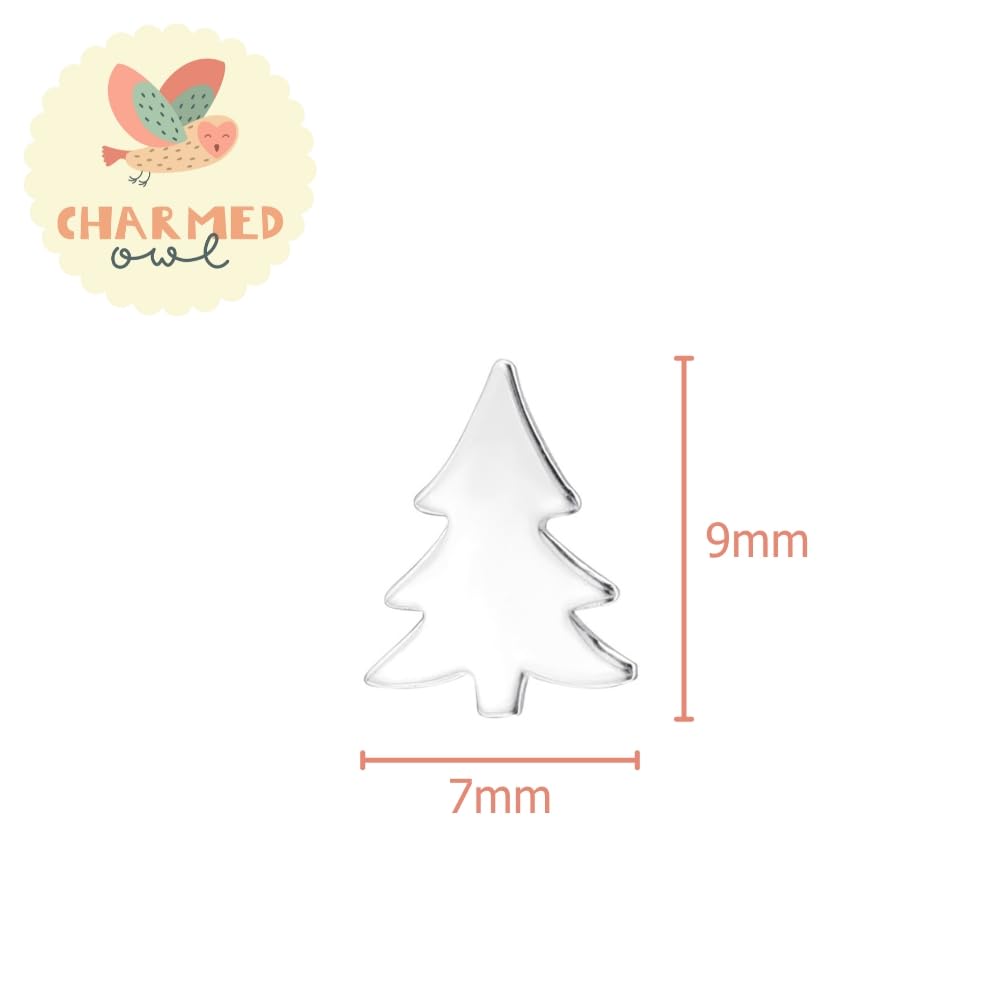 Silver Trees Holiday Stud Earrings - 925 Sterling Silver