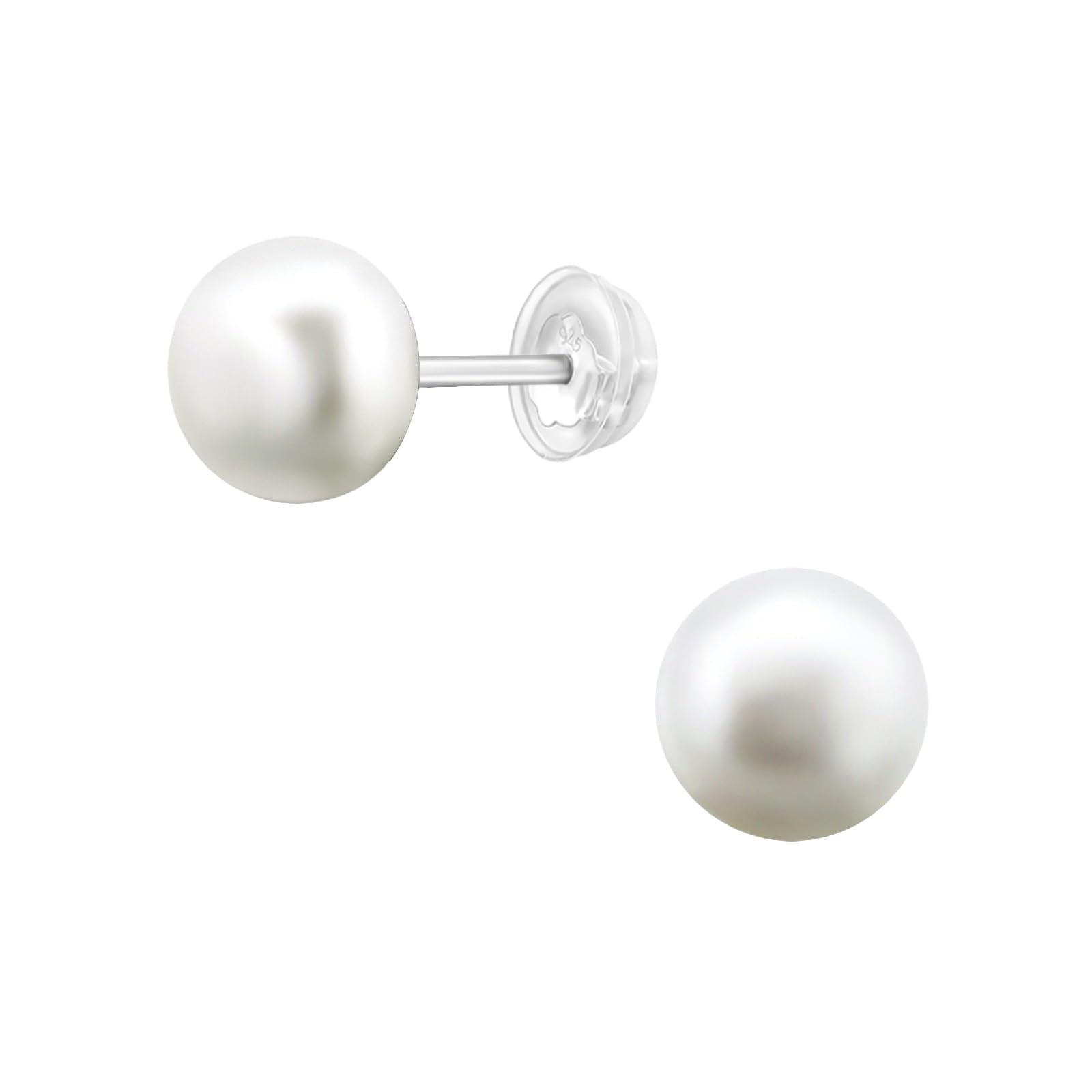 6mm Freshwater Pearl Stud Earrings - 925 Sterling Silver