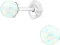 October Fire Snow Crystal Birthstone Stud Earrings - 925 Sterling Silver