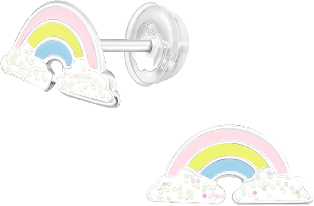 Pastel Rainbow Stud Earrings - 925 Sterling Silver