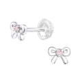 October Crystal Birthstone Bow Stud Earrings - 925 Sterling Silver
