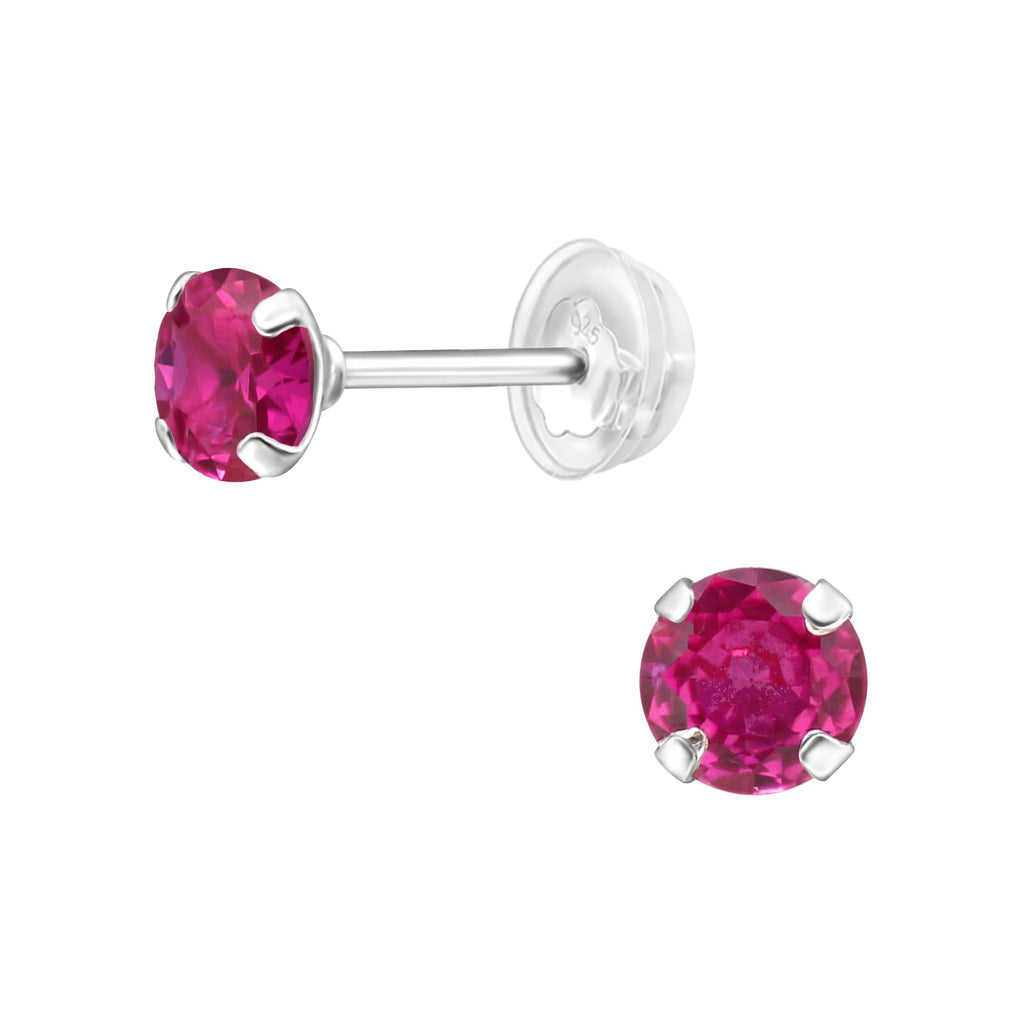 July Crystal Birthstone Stud Earrings - 925 Sterling Silver