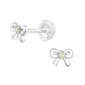 August Crystal Birthstone Bow Stud Earrings - 925 Sterling Silver