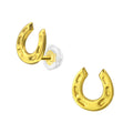 Gold Plated Horseshoe Stud Earrings - 925 Sterling Silver