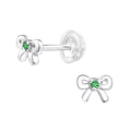 May Crystal Birthstone Bow Stud Earrings - 925 Sterling Silver