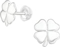 Silver Four Leaf Clover Stud Earrings - 925 Sterling Silver