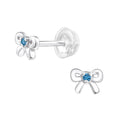 December Crystal Birthstone Bow Stud Earrings - 925 Sterling Silver