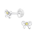 November Crystal Birthstone Bow Stud Earrings - 925 Sterling Silver