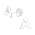 Letter A Initial Stud Earrings - 925 Sterling Silver