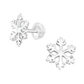 Silver Snowflakes Stud Earrings - 925 Sterling Silver