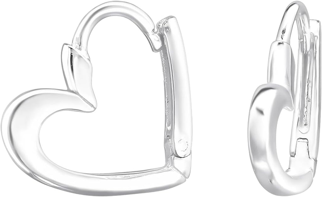Heart Huggie Hoop Earrings - 925 Sterling Silver