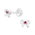 July Crystal Birthstone Bow Stud Earrings - 925 Sterling Silver