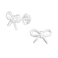 Silver Bow Stud Earrings - 925 Sterling Silver