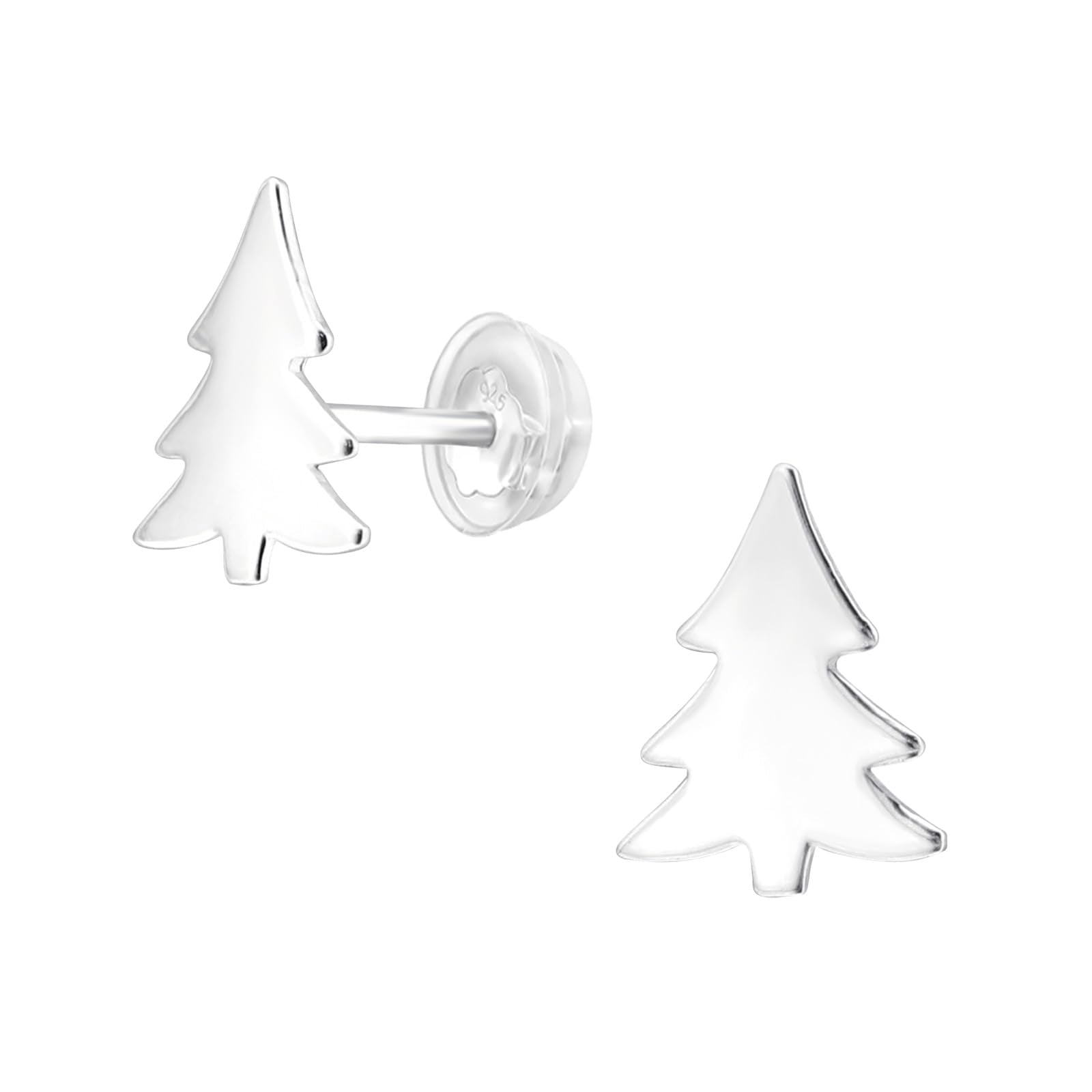 Silver Trees Holiday Stud Earrings - 925 Sterling Silver