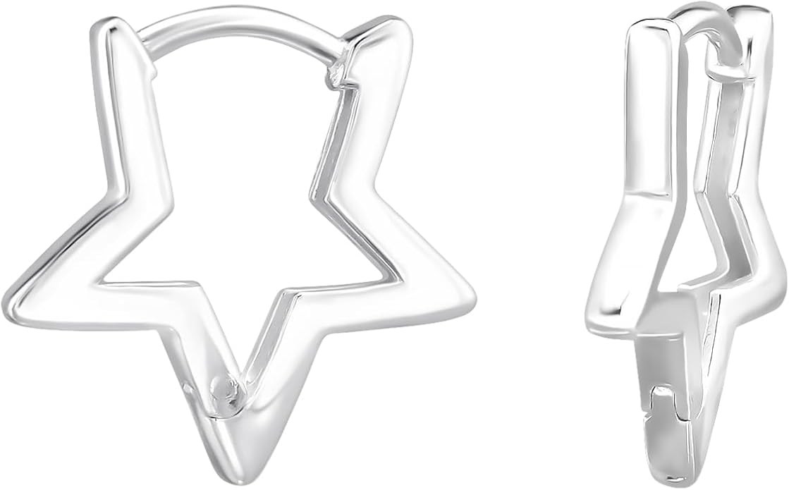 Star Huggie Hoop Earrings - 925 Sterling Silver