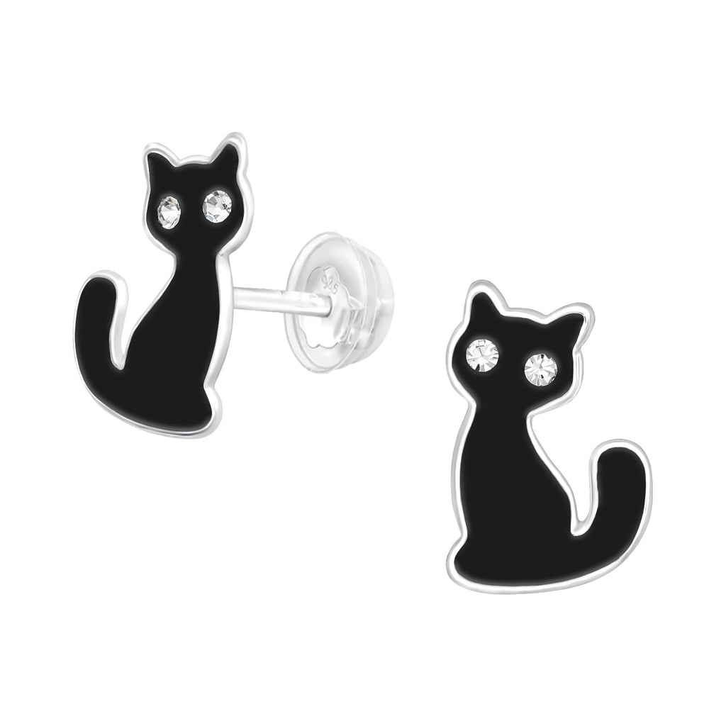 Black Cats Stud Earrings - 925 Sterling Silver