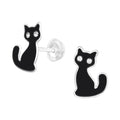 Black Cats Stud Earrings - 925 Sterling Silver