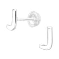 Letter J Initial Stud Earrings - 925 Sterling Silver