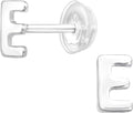 Letter E Initial Stud Earrings - 925 Sterling Silver