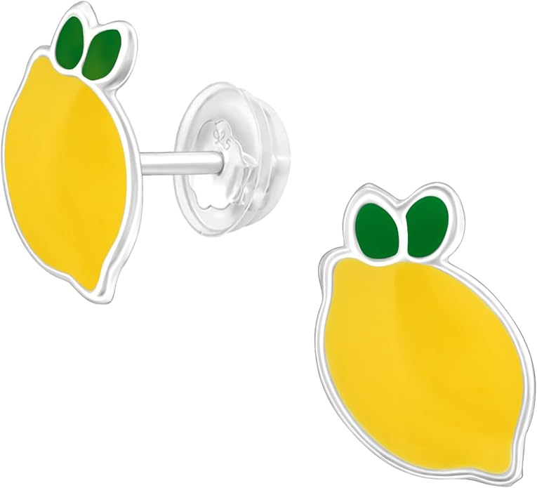 Lemon Fruit Stud Earrings - 925 Sterling Silver