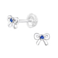 September Crystal Birthstone Bow Stud Earrings - 925 Sterling Silver