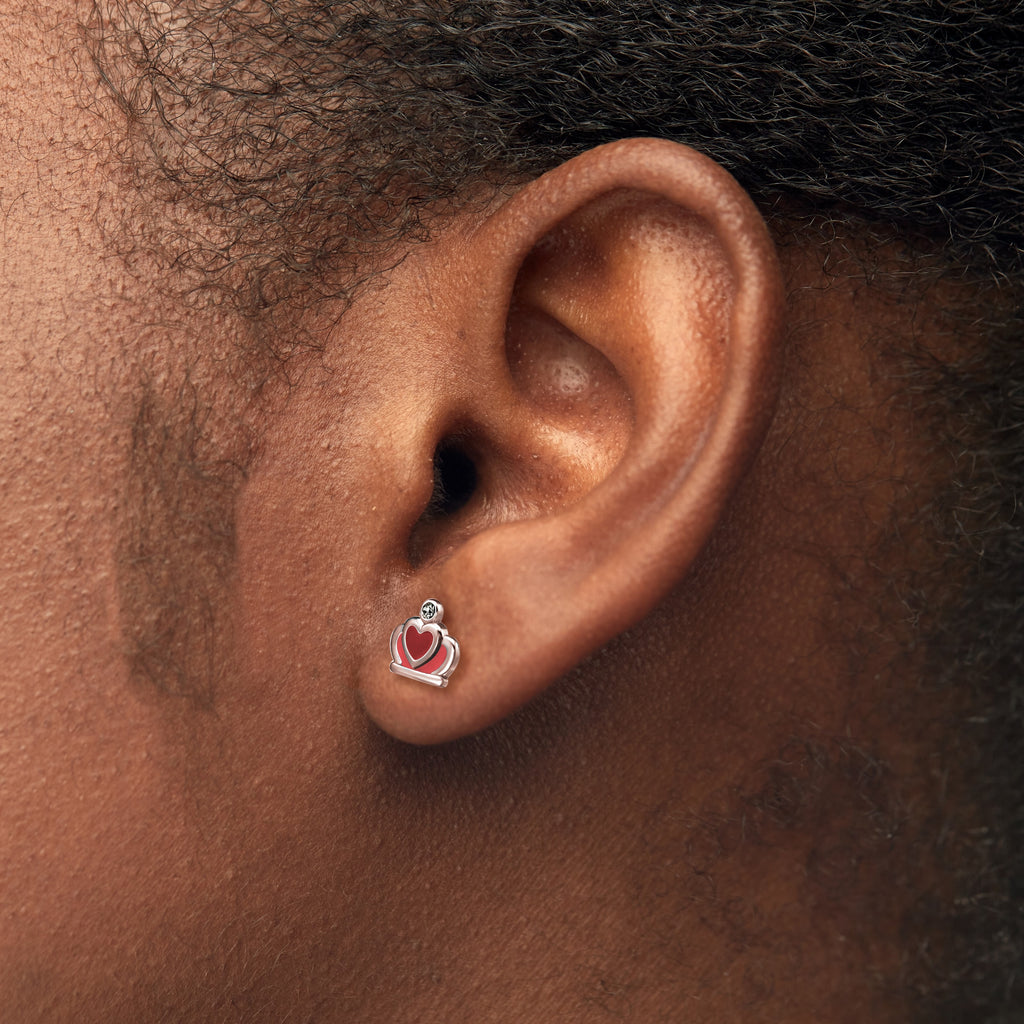 Pink Crown Stud Earrings - 925 Sterling Silver