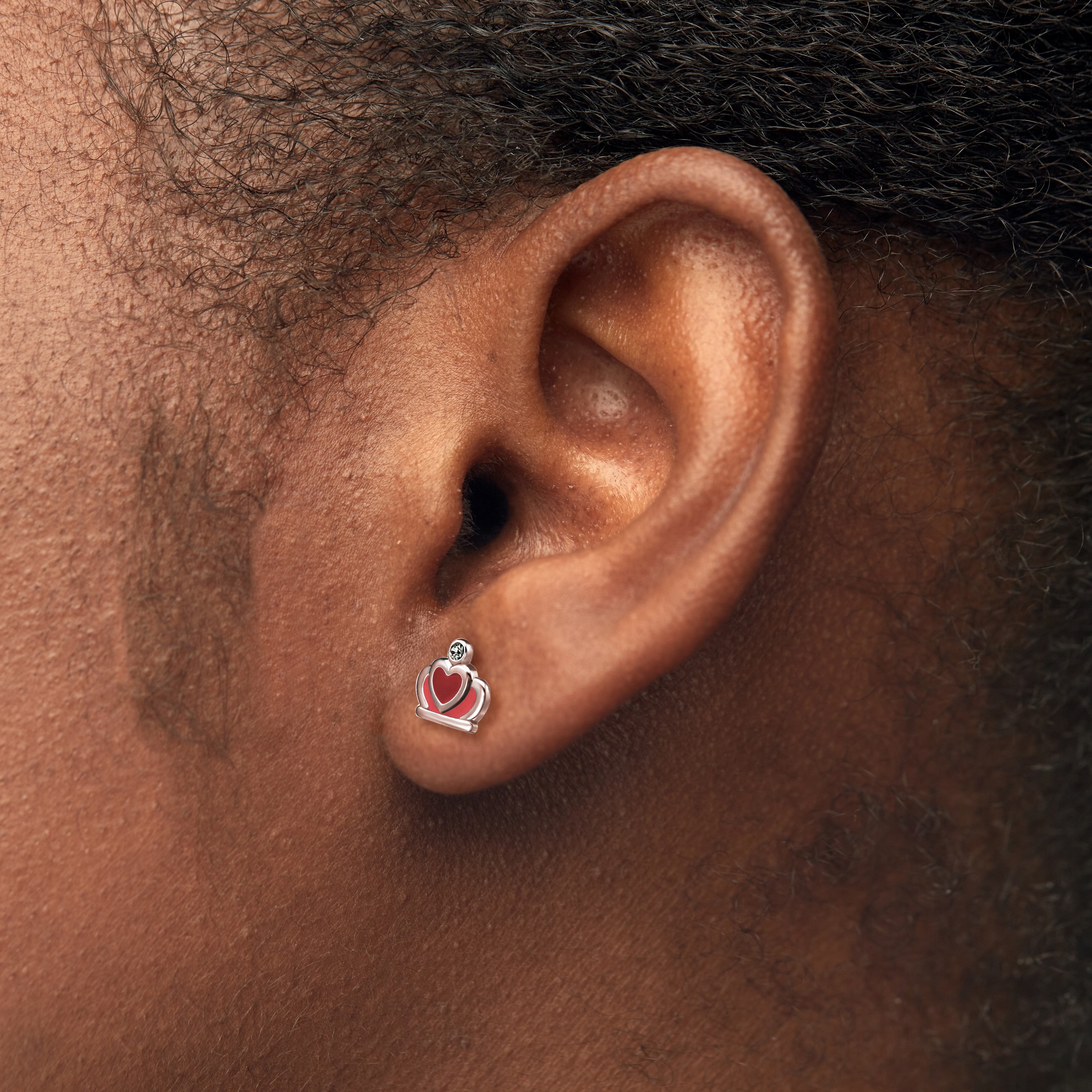 Pink Crown Stud Earrings - 925 Sterling Silver