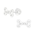 Crystal Dog Bone Stud Earrings - 925 Sterling Silver
