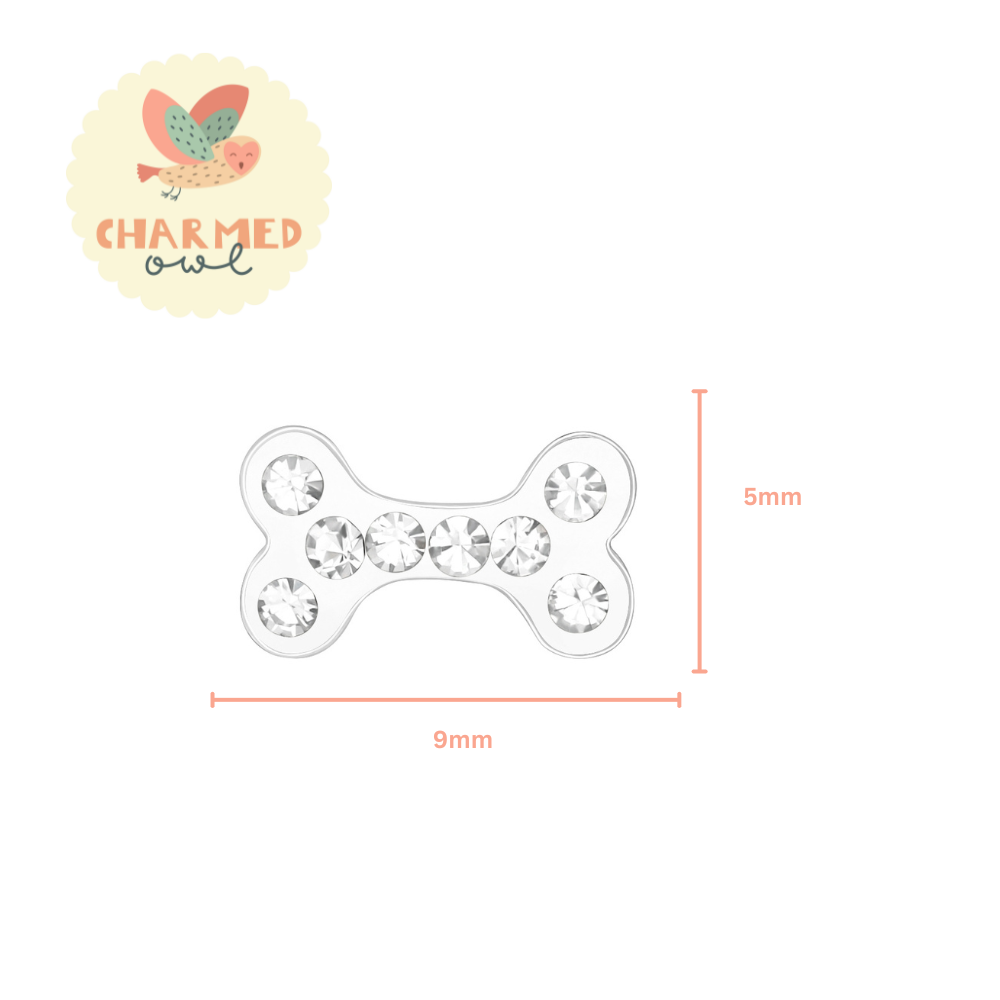 Crystal Dog Bone Stud Earrings - 925 Sterling Silver