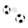 Soccer Ball Stud Earrings - 925 Sterling Silver
