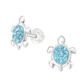 Pink Crystal Dog Paw Stud Earrings - 925 Sterling Silver