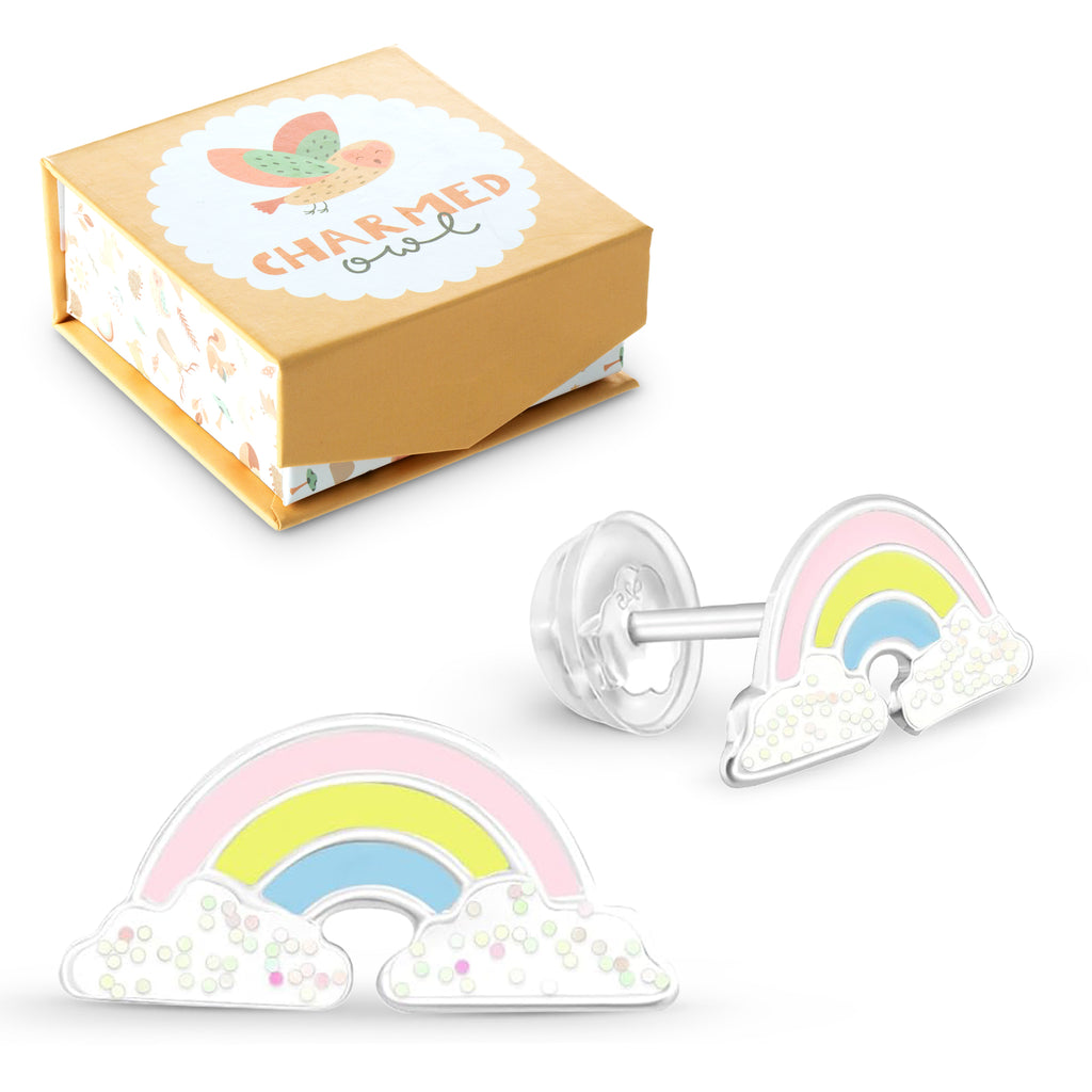 Pastel Rainbow Stud Earrings - 925 Sterling Silver