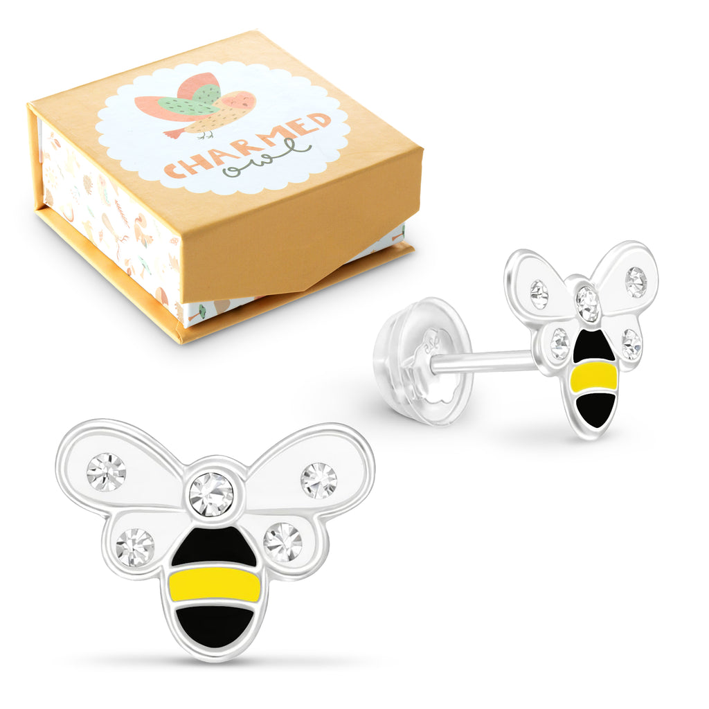 Bee Stud Earrings - 925 Sterling Silver